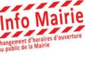 Nouveaux horaires de la mairie jusqu'au 31 décembre