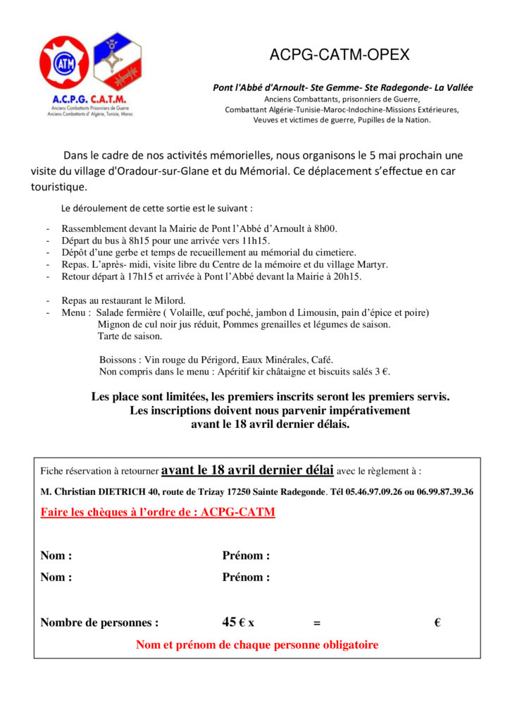 Visite du village d&rsquo;Oradour-sur-Glane et son Mémorial